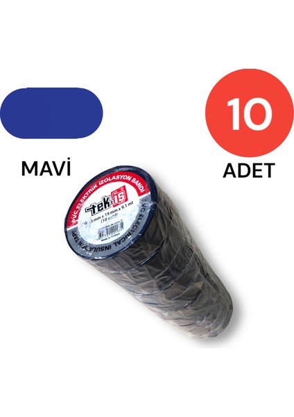 Izole Bant Elektrik Bandı Mavi 10 Adet