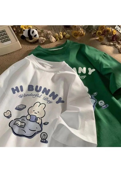 Hi Bunny Baskılı Beyaz Oversize T-Shirt fiyatları
