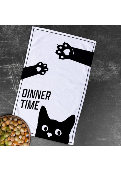 Dinner Time / Kedili Mutfak Havlusu 2 Adet