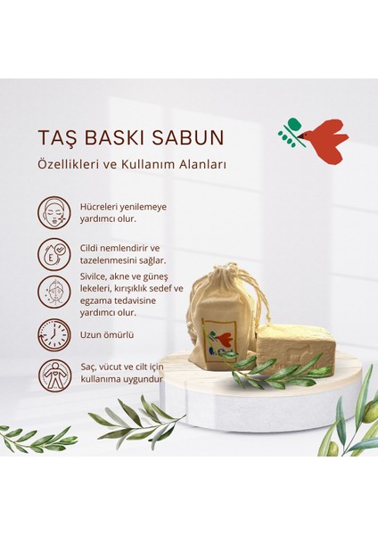 Taş Baskı Eşek Sütlü Zeytinyağlı Sabun