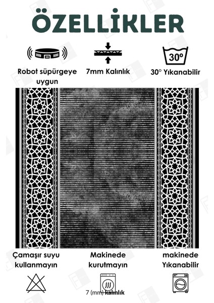 Kesme Halı Makinede Yıkanabilir Kaymaz Taban Leke Tutmaz Mutfak Halısı Salon Yolluk Antrasit