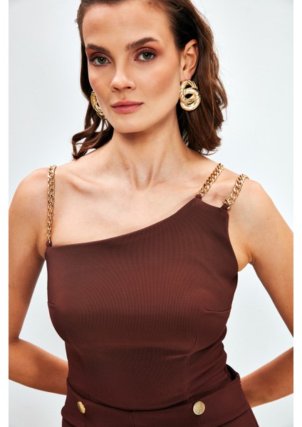 Zincir Askılı Bluz - Kahve fiyatları