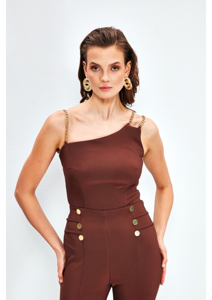 Zincir Askılı Bluz - Kahve modelleri