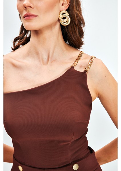 Zincir Askılı Bluz - Kahve fırsatları