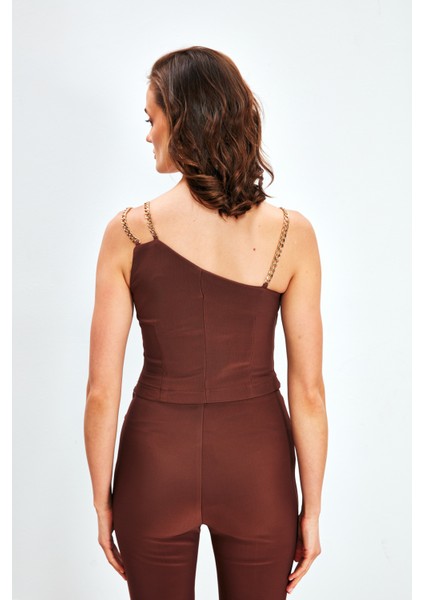 Zincir Askılı Bluz - Kahve indirimleri