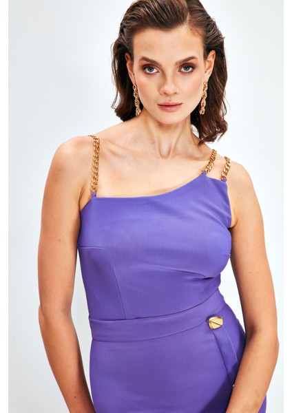 Zincir Askılı Bluz - Mor