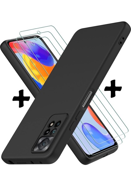 MTK Moveteck Xiaomi Redmi Note 12 Pro Kılıf Silikon + 9h Tempereli Nano Cam 2'li Set Ekran Camı