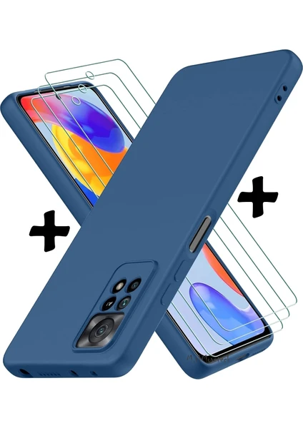 MTK Moveteck Xiaomi Redmi Note 12 Pro Kılıf Silikon + 9h Tempereli Nano Cam 2'li Set Ekran Camı