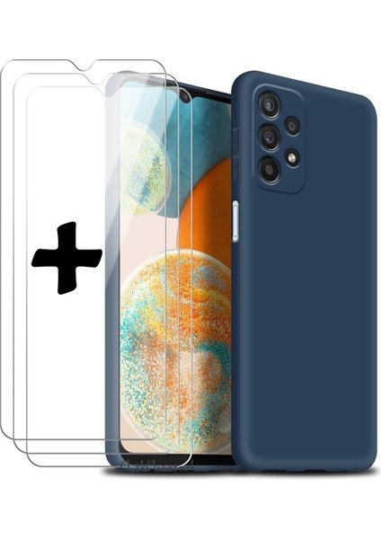 Samsung Galaxy A72 Kılıf Silikon + 9h Tempereli Nano Cam 2'li Set Ekran Camı