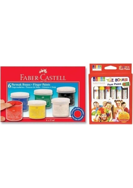 Faber Castell 6 Renk Parmak Boyası + Südor 6 Renk Yüz Boyası