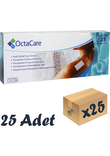 Şeffaf Su Geçirmez Örtüsü 9Cm X 25Cm 25 Adet Tekli Steril Paket