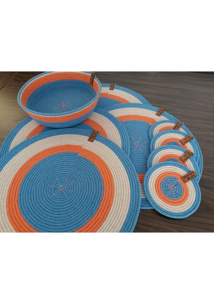 4 Kişilik 9 Parça Amerikan Servis Supla Takımı Tabak Altlığı Bardak Altlığı Hasırsepet Mutfak Sunum