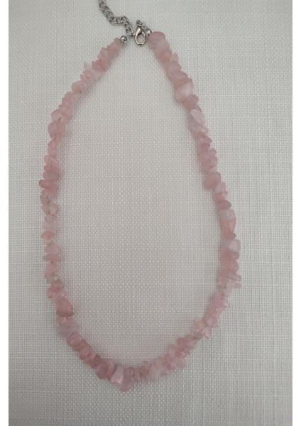 Pembe Kuvars Kırıktaş Doğaltaş Kolye