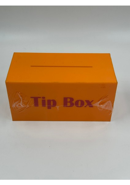 Pleksi Marketi Turuncu Pleksi Tip Box Bahşiş Kutusu