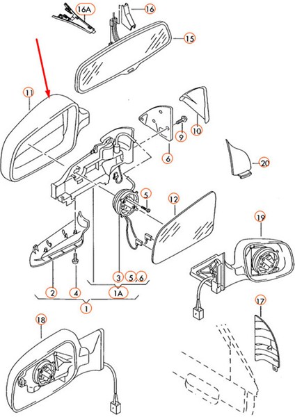 Audi A4 2005-2008 Uyumlu Sol Dış Dikiz Aynası Kapağı Kapak