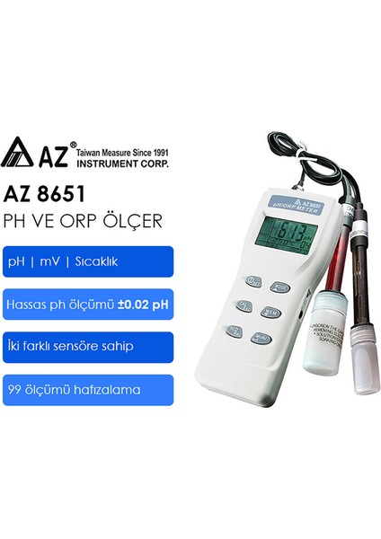 Az 8651 Ph ve Orp Ölçüm Cihazı | Hassas Ph Ölçüm Cihazı