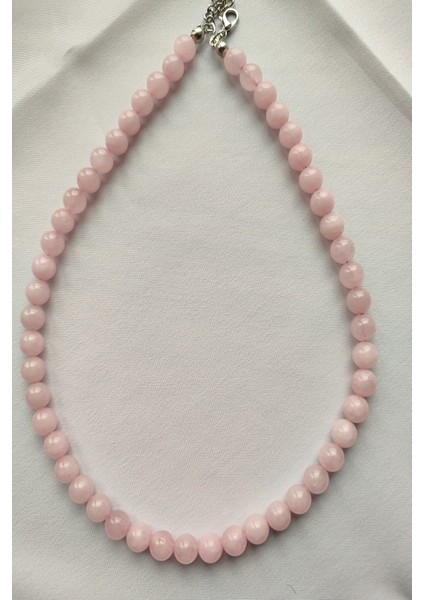 8 mm Pembekuvars Doğaltaş Kolye