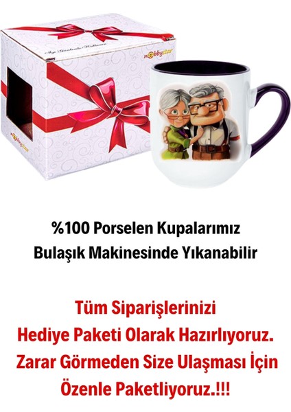 Yaşlı Çift Ömür Boyu Baskılı Hediye Içi Siyah Lüx Kupa Bardak Porselen Çay Kahve Fincanı modelleri