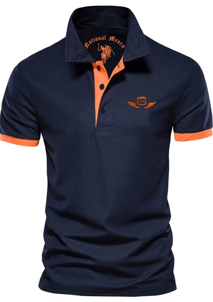 De Plein Poseidon Polo Yaka Polyester Training Lacivert Erkek T-shirt