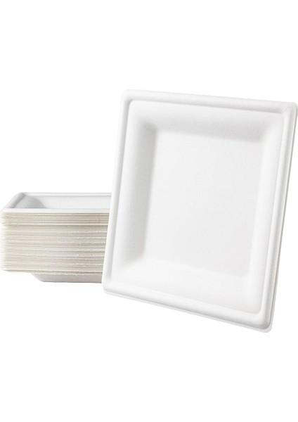 Nature Ekolojik Karton Kağıt Parti Tek Kullanımlık Kare Tabak - 26 Cm. - 6 Adetlik 10 Paket