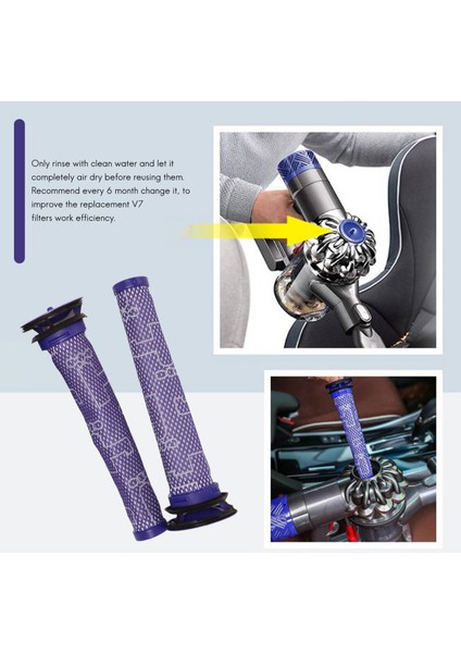 Dyson V8 Ön Filtre + Hepa Sonrası Filtre Için 2 Paket Değiştirme, Ön Filtre Için Uyumlu Dyson V7 V8 Hayvan Mutlak Kablosuz Elektrikli Süpürge # DY-96566101 Son Filtre DY-96747801 (Yurt Dışından)