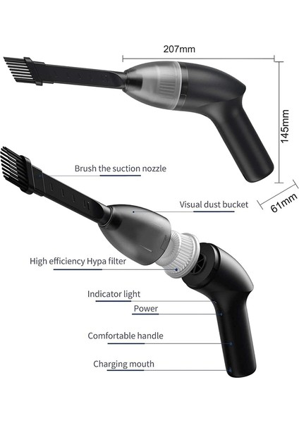 El Süpürgesi - Taşınabilir El Süpürgesi Kablosuzgüçlü Emme Ev Için Hafif Şarj Edilebilir (Yurt Dışından)