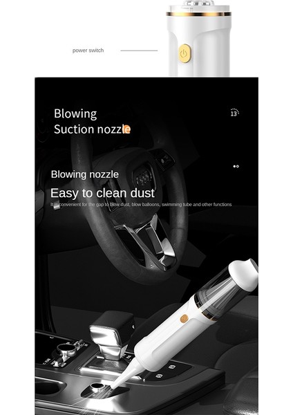 Akülü Araç Süpürgesi Akülü El Araç Süpürgesi Ev Araba Çift Amaçlı Mini Elektrikli Süpürge Siyah (Yurt Dışından)