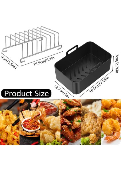 Ninja Çift Hava Fritöz Için Hava Fritöz Aksesuarları, Barbekü Şişleri ile Vapur Rafı Tost Ekmeği Rafı 3.7qt-4.2qt (Yurt Dışından)