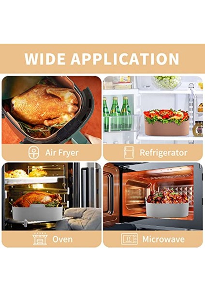 Yeniden Kullanılabilir Airfryer Silikon Sepet Fırın Pişirme Tepsisi Kızarmış Pizza Tavuk Sepeti Kolay Temizlenebilir Hava Fritöz Astar Pembe (Yurt Dışından)