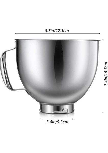 Kitchenaid Için Paslanmaz Çelik Kase 4,5-5 Quart Eğimli Kafa Stand Mikser, Kitchenaid Mikser Kasesi Için, Bulaşık Makinesinde Yıkanabilir (Yurt Dışından)