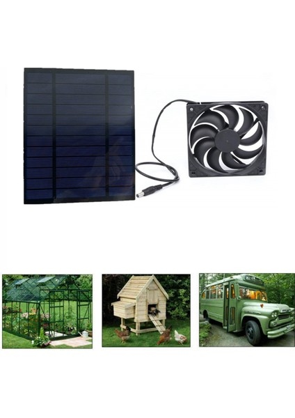 20W 12V Güneş Panelı Egzoz Fanı Hava Aspiratörü Mini Vantilatör Güneş Paneli Enerjili Fan Köpek Tavuk Evi Sera (Yurt Dışından)