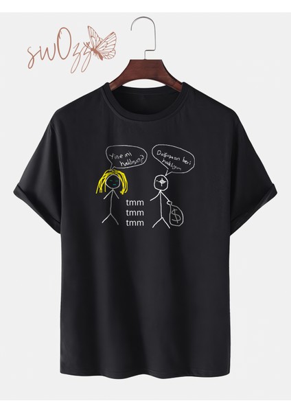 Lvbel C5 Doğuştan Beri Haklıyım Tmm Unisex Siyah Baskılı Oversize T-Shirt