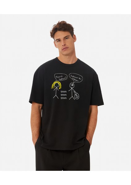 Lvbel C5 Doğuştan Beri Haklıyım Tmm Unisex Siyah Baskılı Oversize T-Shirt fiyatları