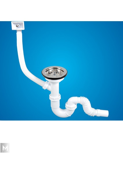 S Tekli Çöpmak Sifon Körüklü Taşmalı Q32 (Yan) (Derin) - Gider Borusu