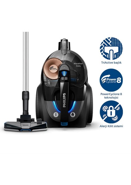 7000 Yeni Serisi Premium Elektrikli Süpürge, Olağanüstü Çekiş Gücü Allergylock Sistemi, H13 Alerjik Filtre, - Luciole Lambader Hediye! fiyatları