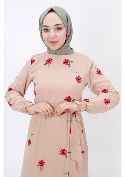 3038 Nakış Modelli Şifon Kumaş Elbise fırsatları