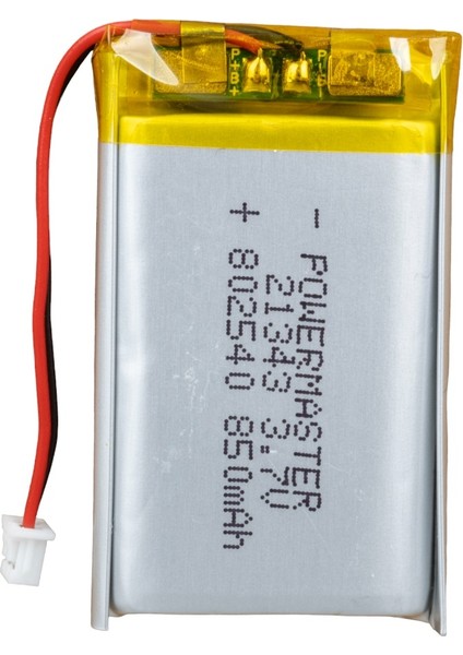 Powermaster 3.7 Volt 850 Mah Lityum Polimer Şarjlı Pil 8X25X40 mm Akıllı Saat Kulaklık Pili
