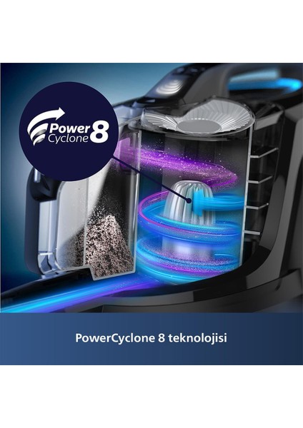 Hepa Alerjik Filtreli, Turbo Başlıklı , Marathon Daily Premium Toz Torbasız Süpürge Powercyclone 8 Teknolojisi - Luciole Lambader Hediye!