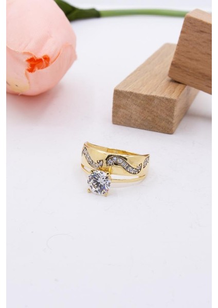 14 Ayar Altın Yüzük Tek Taşlı Alyans Kadın Yüzük LKYZK1442