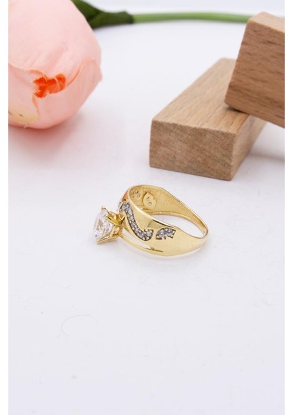 14 Ayar Altın Yüzük Tek Taşlı Alyans Kadın Yüzük LKYZK1442 fiyatları