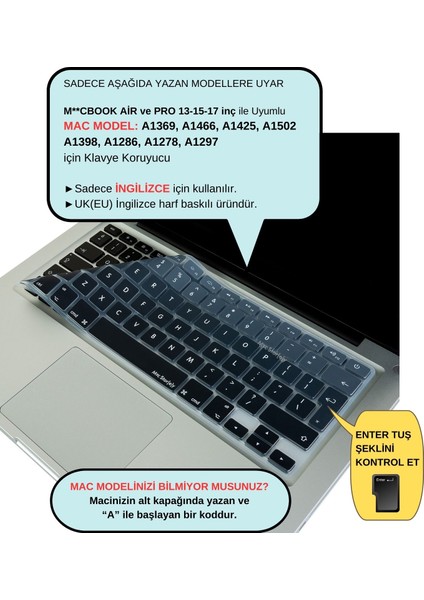 Macbook Klavye Air Pro için Ombre (UK-EU İngilizce) (Eski USB'li Model 2008-2017) ile Uyumlu fiyatları