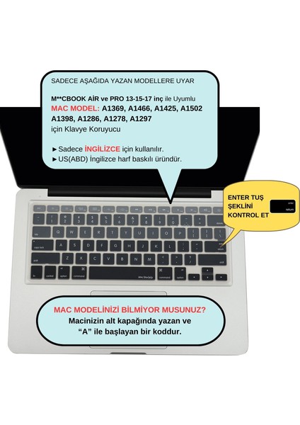 Macbook Air Pro Klavye Koruyucu (US-ABD İngilizce) Ombre (Eski USB'li Model 2008-2017) ile Uyumlu fiyatları