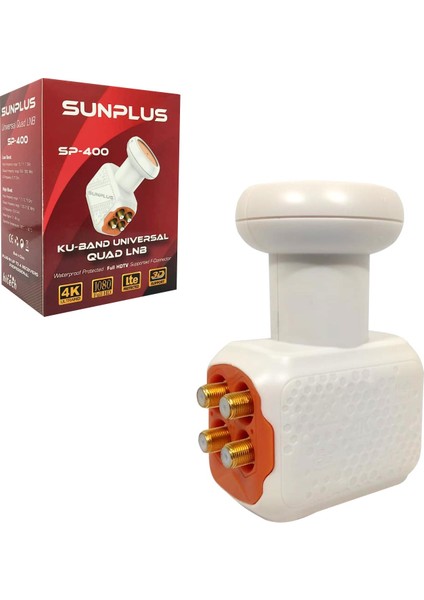 Lnb Dörtlü (Quad) Gold 0.1db 3D 4K Sunplus SP-400