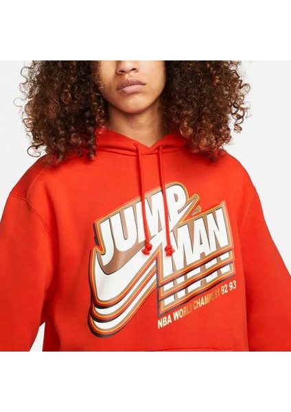 DC9604-673 Air Jordan Jumpman Core Fleece Hoodie Erkek Kırmızı Kapüşonlu Sweatshirt