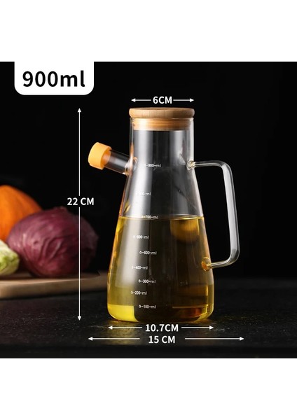 Borosilikat Tekli Bambu Yağlık 900 ml