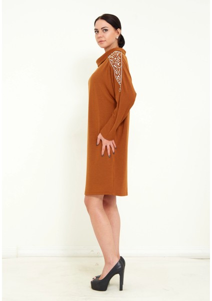 Kadın Triko Taş Işlemeli Tasarım Midi Elbise fiyatları