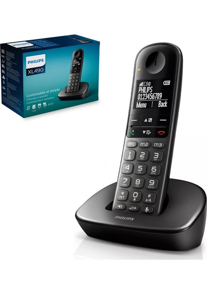 Telsiz Dect Telefon Siyah Phılıps XL-490