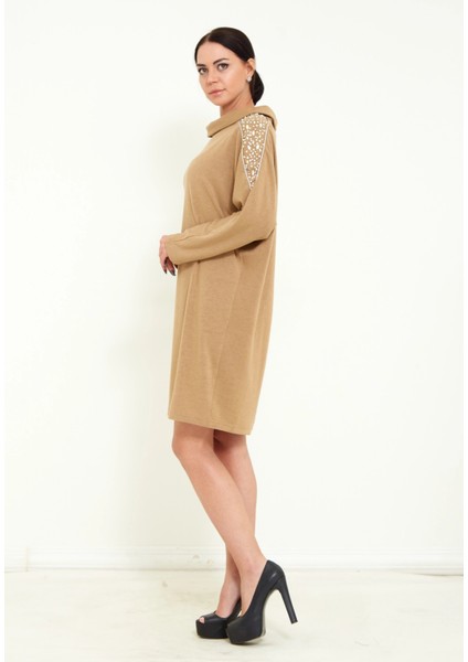 Kadın Triko Taş Işlemeli Tasarım Midi Elbise fiyatları