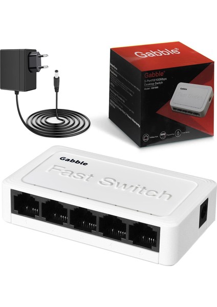 Ethernet Swıtch Hub 5 Port 10/100MBPS Gabble GAB-SWC05