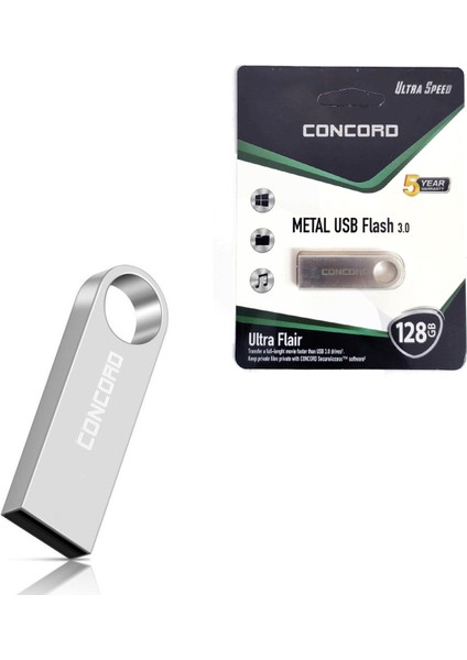 USB Flash Bellek 128GB Metal Ultra Flaır 3.0 Concord C-U128